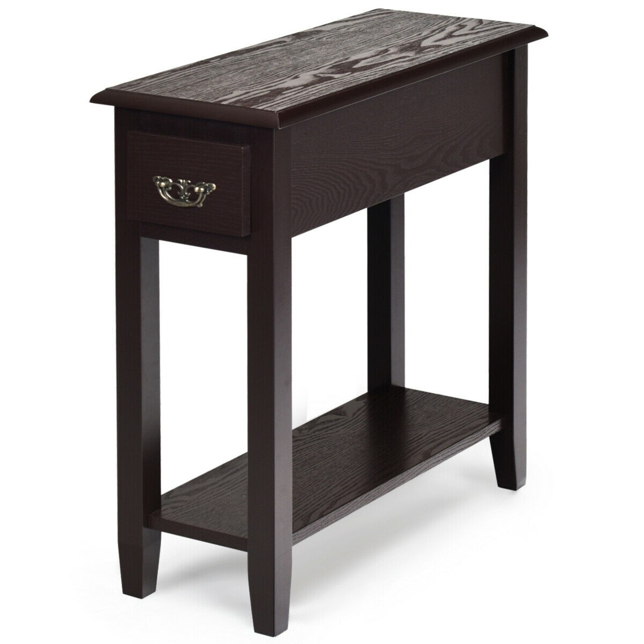 Modern Accent Table with Large Drawer and Storage Shelf Ideal for Small Spaces Living Room and Bedroom